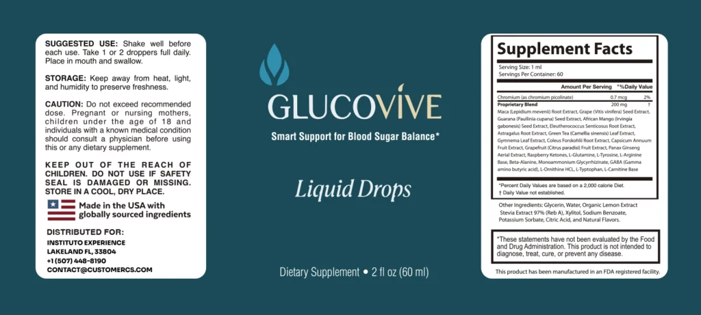 GlucoVive Supplement Facts label